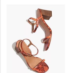 NIB Madewell Hollie Heeled Sandal Snake Leather
